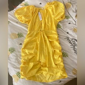 SOLD For Love & Lemons Gold floral satin mini dress